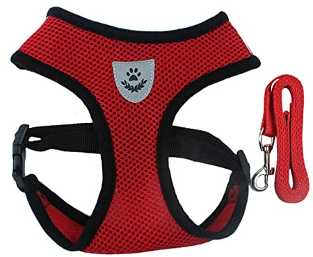 Harness Dog Adjustable Polyester Breathable Vest for Puppies | Red, Custom Fit for Dogs and Cats, Weather Use, 1.5-6kg Sizes, Mesh Vest Style