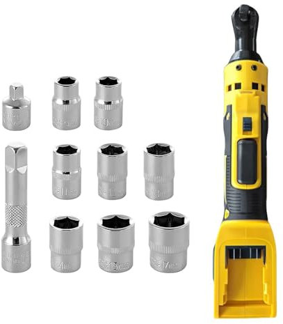 Cordless Ratchet Wrench Kit for Dewalt 21 V Battery, 3/8 Inch Power Ratchet Wrench Ratcheting Wrench Tool Kit, Extension Bar, Adaptor, Variable Speed Trigger (Without Battery)