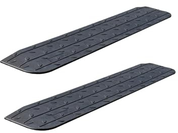 ZincOrange Anti-Rutsch Gummi Türschwellenrampe mit Einer Tragfähigkeit von 998 kg, Schwerlast-Kerbrampe für Rollstühle, Motorräder und Fußgängerverkehr (2,5cm, Stück, 2)