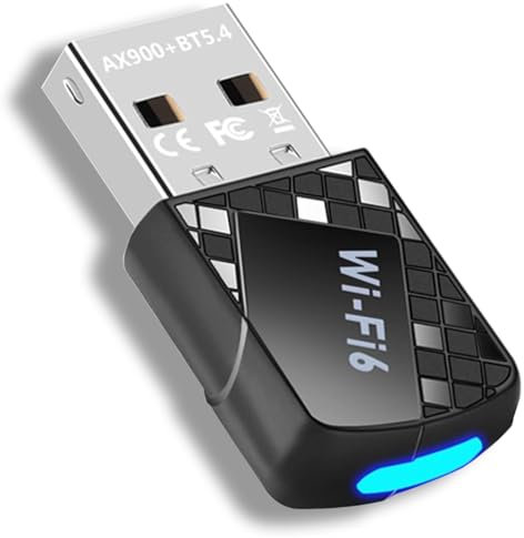 Adaptateur Bluetooth WLAN USB 3.0 AX900Mbs, Clé WiFi6 et Bluetooth 5.4 pour PC 2,4 GHz/5 GHz antenne Interne 5DBi Compatible avec Windows 11/10/8.1/8/7, pour PC/Bureau/Ordinateur Portable