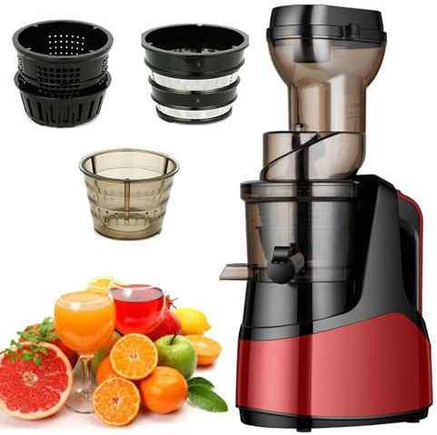 Estrattore di succo con separazione del succo, frutta e verdura intere, capacità 1000 ml, per uso domestico con funzione inversa, centrifughe con filtro a griglia/sorbetto/gelato, facili da pulire,