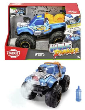 Dickie Toys - Wave Runner Monstertruck ab 3 Jahre (25 cm) - Auto mit coolen Licht-, Sound- & Dampf-Effekten, Spielzeugauto für Kinder mit Freilauf, Federung und Gummireifen, inkl. Batterien
