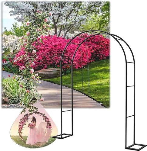 Arche de jardin en métal pour plantes grimpantes et fleurs intérieur/extérieur, arche de mariage, facile à installer, support pour décoration de jardin (l 1,4 m x H 2,3 m)