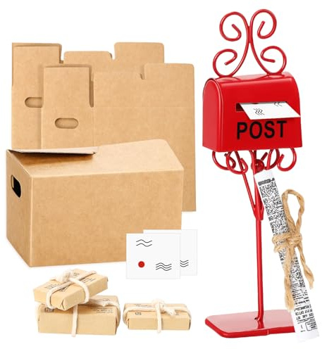 Miniatur Wichtel Zubehör 3 Stück Miniatur Umzugskarton 3 Stück Miniatur Paket 3 Stück Miniatur Postkarte Miniatur Briefkasten Miniatur Zeitungen Puppenhaus Zubehör für DIY Puppenhaus Dekor