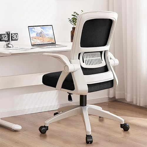 XUEGW Ergonomic Mesh Office Chair - Breathable Swivel Desk Chair with Flip-Up Arms & Lumbar Support,Home Office Computer Chair(Black and White)