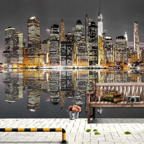 Fotomurales Decorativos Pared NuEVA York 200x140 cm Papel Pintado Tejido No Tejido Neón de La Ciudad Fotomural 3D Mural Paredes Papel Tapiz Decoración Salón o Dormitorio a-3242