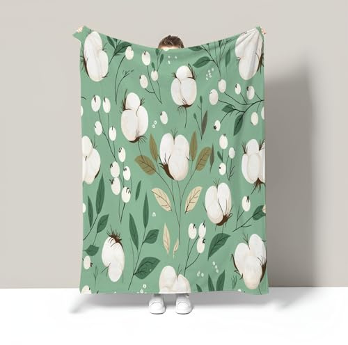 Mantas para Cama Sofa 230X270Cm, Manta De Franela Verde Salvia Algodón De Dibujos Animados Suave Caliente Cobijas De Otoño para Niños Adultos, Tema Botánico Manta Ligera De Regalo para Viajes
