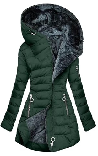 YBEBEWE Winter Jackets for Women UK Fleece Lined Waterproof Coat with Fur Hood Quilted Down Longline Puffer Parka Jacket Autumn Winter Plus Size Trench Coat Warm Outwear