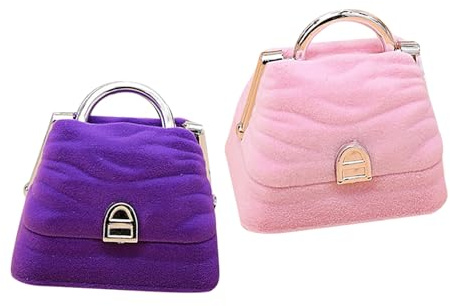 Beaupretty Coffret à Bijoux en Flocage Forme Paquet à Main pour Femme, Boîte à Bijoux Rose pour Organiser et Protéger Bagues et Boucles D'oreilles, Saint-valentin