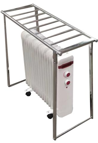 YANGLLYJ Wäscheständer für Ölradiator, Edelstahl Wäscheständer, Heizkörperverkleidung mit 7 Schienen, Platzsparender Handtuchhalter, für den Innenbereich