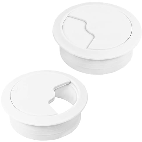 COEWUR 2PCS Desk Grommet 60mm(2.4 Inch) White Desk Plug Hole Cover Grommet Cable Hole Grommets Plastic Worktop Desktop Plug Cover