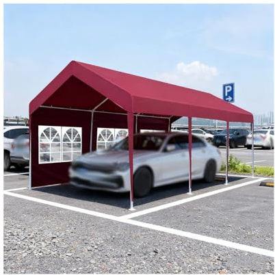 Robuste Carports Für Alle Wetterbedingungen, Mit Metallrahmen, Geeignet Für Traktoren, LKWs, Wohnmobile Und SUVs(9.8x19.7x6.5ft)