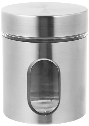 COMPUKAS Barattolo Sigillato in Vetro e Acciaio Inox 600ml per Caffè | Capienza da 600ml, Colore Argento, per Spezie e Alimenti Secchi, Uso Cucina e Sala da Pranzo