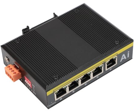 Switch Industriel Ethernet 5 Ports 10 / 100Mbps PoE, Boîtier Métallique IP40, Montage sur Rail Din - Protection Anneau Réseau LPP BSP, Isolation VLAN, Usage Industriel Étendu