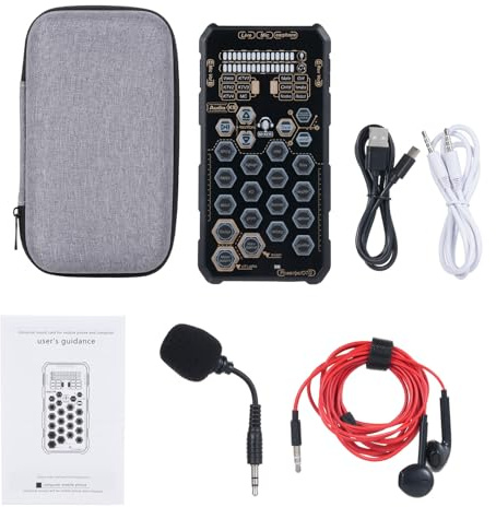 Dioche Tarjeta de Sonido en Portátil K9 con de Voz - 6 Modos de Canto y 6 Efectos de Voz - Mezclador USB para Karaoke y Grabación - Compacto Fácil de Usar para Podcasters Streamers