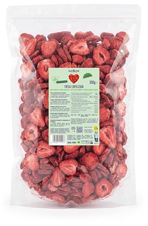 nut&me Fresa liofilizada en rodajas 350 gr | 100% Fresas naturales deshidratadas | Naturalmente dulces | Sin azúcares añadidos, aditivos, OGM y Gluten | Retenido de Vitaminas | Vegano