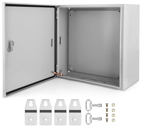 Aptliton Electric Enclosure Box IP66 Waterproof, Metal Junction Box, Wall Mounted Steel Electrical Cabinet with Lock & Mounting Plate for Outdoor