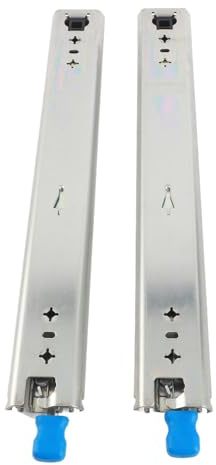 Guide per cassetti con bloccaggio per carichi pesanti, 2 pezzi, per armadi industriali - Guide ad estensione completa a 3 sezioni in acciaio temprato laminato a freddo con