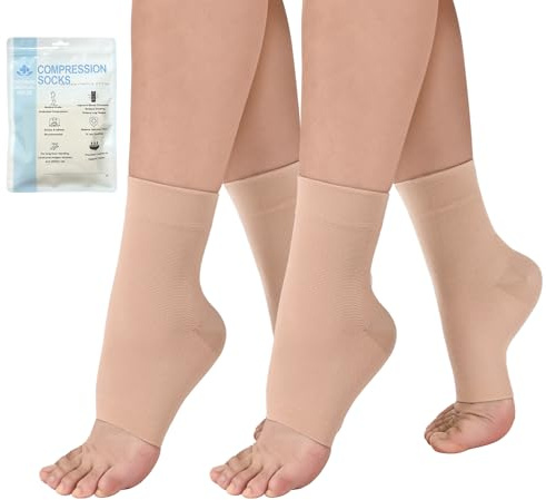 Evolyline 2Pair Ankle Support Compression Socks For Women Men Open Toe