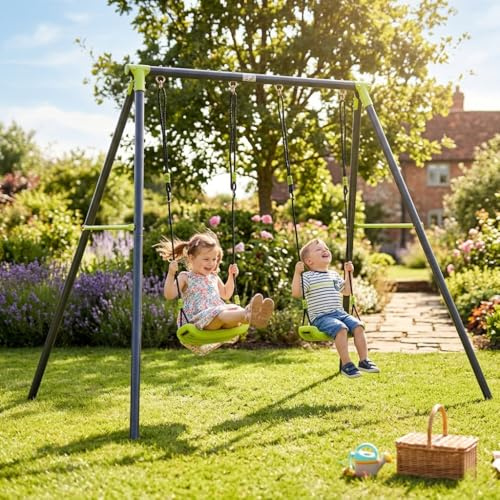 Baby Vivo Schaukel Doppelschaukel - bis 100 kg - 2 Kinder - Schaukelgestell Kinderschaukel Gartenschaukel Schaukelgerüst Brettschaukel