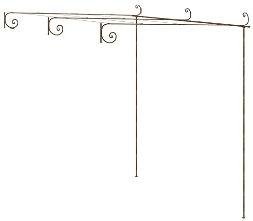 Trädgårdspergola antik brun av smidesjärn 3 x 3 x 2,5 m fristående med växtstöd för rosor, clematis, murgröna, vinranka, klätterväxt, dekorativ lövgång för terrass, balkong, trädgård