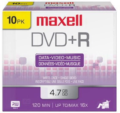 Maxell 639005 Blank DVD 4.7 GB DVD+R 10 piece(s) - Virgin DVD+RW (4.7 GB, DVD+R, 10 piece(s), 120 min, 16 x)