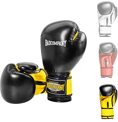 Bad Company Boxhandskar Freedom Fighter av konstläder med ventilationssystem och brett box-bandage med kardborrlås i olika färgkombinationer för boxträning, sparring och kicklådor I viktklasser 40 ml