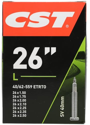 CST Fahrradschlauch 071304, Schwarz, 26x1.50-2.50 40/62-559 SV40mm, 071304