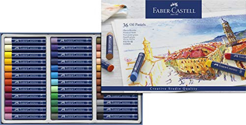 Faber-Castell Studio Quality 127036 - Gessetti ad olio in confezione da 36, consistenza cremosa, senza acidi, alta pigmentazione, colori vivaci