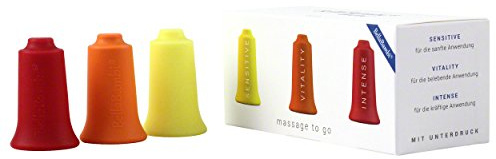 3er Set BellaBambi® mini trio Schröpfgläser | 3 Intensitäten für Massage Beauty Wellness & bei Muskelverspannung | Ideal als Faszien-Massage & Trigger-Punkte | Ganzkörper geeignet | Gelb, Orange, Rot