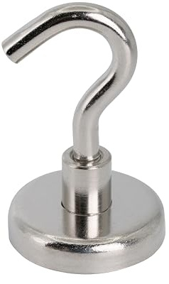 Imán de Sujeción de Ferrita Con Gancho M6 Para Colgar, Sostener O Mostrar Elementos - 32mm de Diámetro x 45mm de Alto - 5.8kg - Norte - Paquete de 20