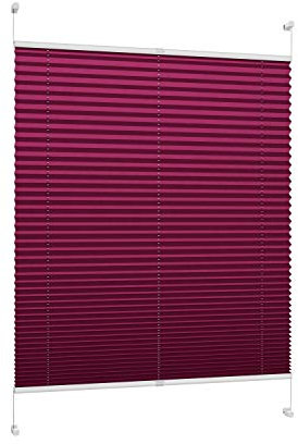 DécoProfi Plissee ohne Bohren Bordeaux 120cm x 130cm I Verspannte Plissees nach Maß mit Klemmträger/Klemmfix I Blickdichte Innenrahmen-Plissees zum Klemmen