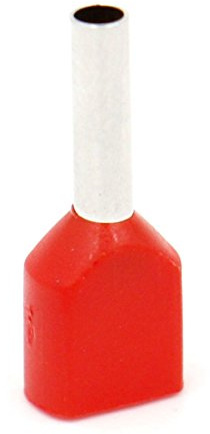 Heschen Twin Crimp TE1008 AWG 18 * 2/1.0 mm² * 2, doppia cerniera puntali, doppia estremità del cavo terminali, lunghezza 8 mm, rosso, confezione da 1000
