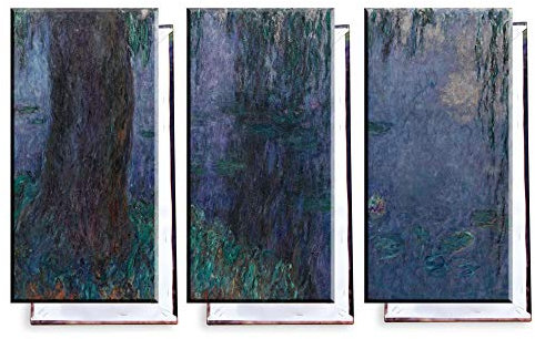 Unified Distribution Claude Monet - Die Seerosen - Morgen mit Weiden - Klassisches Gemälde - Replik auf Leinwand Dreiteiler (120x80 cm)