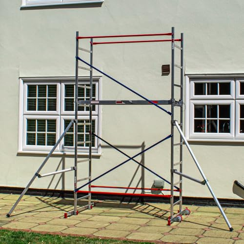 Home Master DIY Scaffold Tower | Aluminium At-Home Scaffolding | 150kg Load Capacity, Quick Assembly, Trapdoor Platform | 5m + 2 Outriggers