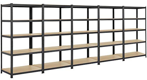 Yaheetech 5X Lagerregal Schwerlastregal Steckregal 875kg Werkstattregal Kellerregal MDF-Platten für Garage, Werkstatt, Speisekammer