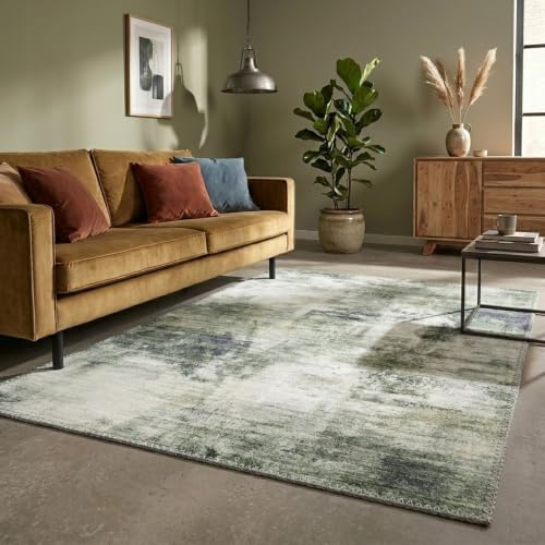 Moderner Teppich - Strong Grün Mint - 140x200 cm | Polyester - Flachgewebe - Abstrakt - Industrielle, Modern - Wohnzimmer, Esszimmer, Schlafzimmer