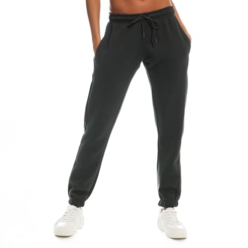 Light & Shade Women's Fleece Joggers with Drawstring Waist Tapered Tracksuit Bottoms Soft Cotton Blend Sweatpants for Gym & Loungewear (Charcoal, M)