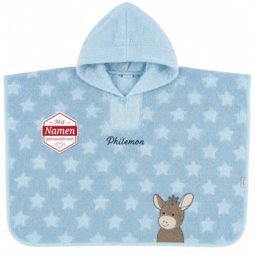 my-mosaik Sterntaler Baby-und Kinder Badeponcho 100% Baumwolle mit Namen bestickt/Personalisiert