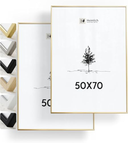 Heimlich Fotorahmen aus Aluminium – 50 x 70 cm, Gold, 2er-Pack | Heimlich® – Robuste Große DIY-Collagenrahmen Aus Metall – Nur Wandhalterung