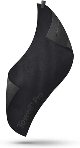 STRYVE Sporthandtuch – Das Original – Towell+ Silver – Silver Black – 105 x 42,5 cm – Magnetclip & Rutschschutz – Antibakterielles & Geruchshemmendes Sporthandtuch – Ideales Handtuch fürs Gym