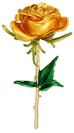 Classic Enamel Rose Brooches For Women - Alloy Rose Wedding & Casual Brooch Pins - Fashion Luxury Flower Pin Gifts (Yellow)