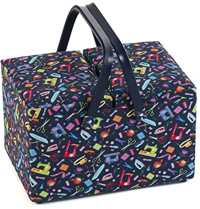 Hobby Gift Nähkästchen, groß, rechteckig, Doppeldeckel, Mini-Nähmaschinen