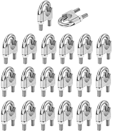20 pezzi Morsetto per fune metallica in acciaio inossidabile 5mm,morsetto del filo ferro,Morsetto per fune M5, morsetto per fune forma di U per fune metallica, cavo in acciaio