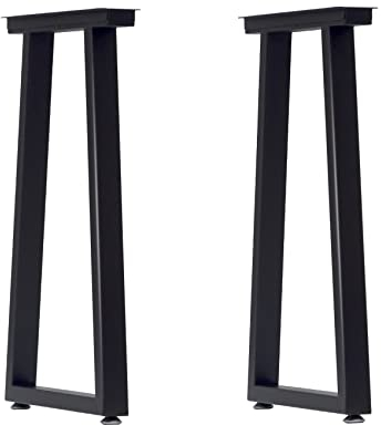 Taelakeni 28 Inch Metal Table Desk Legs, Heavy Duty Industrial Style Dinning Table Leg with Adjustment Feet Pads, Trapezoid
