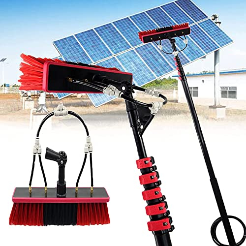 Außenfenster Reinigungsstange, Wasser gefüttertes Teleskoppinsel Wasser Fed Pole Kit mit 55 cm Pinselkopf, Solarpanel Reinigungssystem Outdoor -Waschausrüstung Gerät Werkzeug,24FT/7.2M