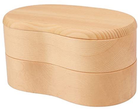 Bento Box, Lonchera de Madera Tradicional Japonesa de Dos Pisos, Contenedor de Comida con Partición Extraíble, Contenedor de Almuerzo de Mayor Capacidad para Hombres y Mujeres
