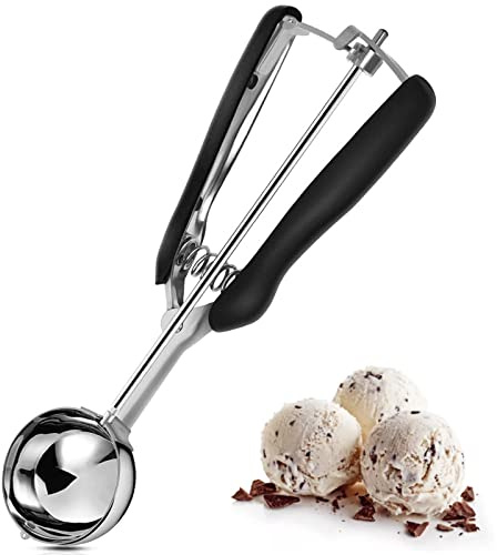DMZK Cuillère à Glace en Acier Inoxydable, Cuillère à Crème Glacée, Cuillère à Glace avec Déclencheur, pour Glace, Boules de Melon, Pâte à Biscuits