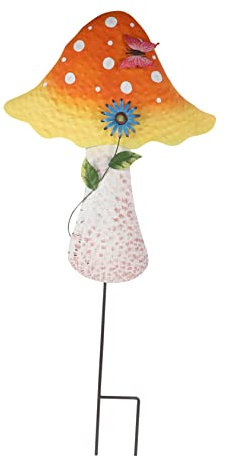 YARNOW Yellow Mushroom Plug Decorative Garden Stake Outdoor Decor Metal Iron Mushroom Figure for Garden Pathway Patio Lawn Decoration