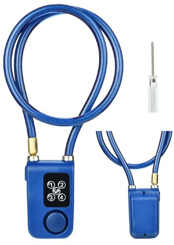 Chain Lock for Bike with Alarm, Y787 Smart Alarm Lock AntiTheft Motorcycle Chain Lock for Scooter/Stroller/Gate Blue